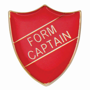 Premium enamel school shield badge with butterfly clutch fastening for student leadership and recognition awards.