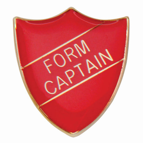 Premium enamel school shield badge with butterfly clutch fastening for student leadership and recognition awards.