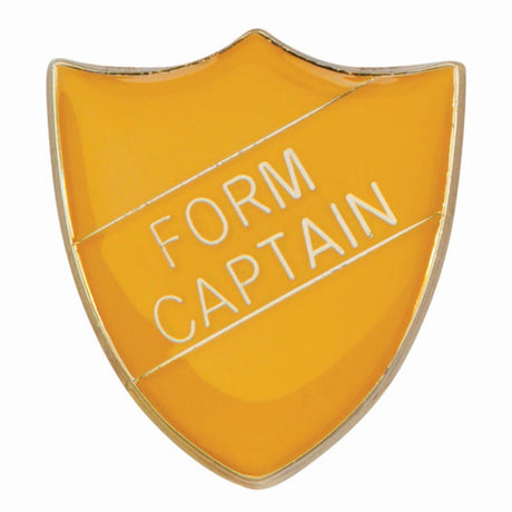 Premium enamel school shield badge with butterfly clutch fastening for student leadership and recognition awards.