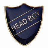 Premium enamel school shield badge with butterfly clutch fastening for student leadership and recognition awards.