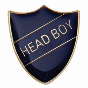 Premium enamel school shield badge with butterfly clutch fastening for student leadership and recognition awards.