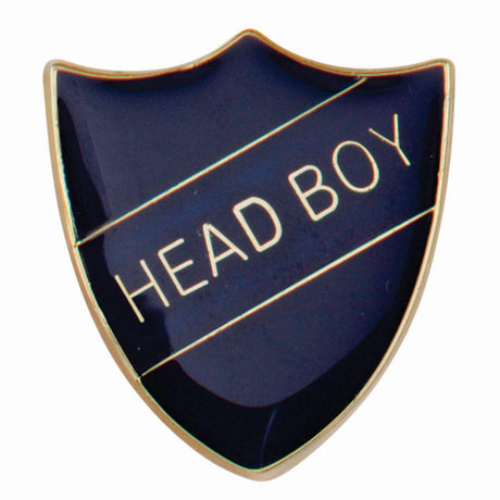 Premium enamel school shield badge with butterfly clutch fastening for student leadership and recognition awards.