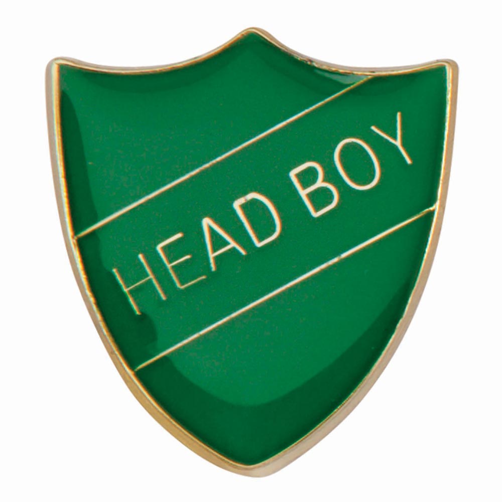 Premium enamel school shield badge with butterfly clutch fastening for student leadership and recognition awards.