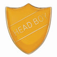 Premium enamel school shield badge with butterfly clutch fastening for student leadership and recognition awards.