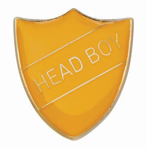 Premium enamel school shield badge with butterfly clutch fastening for student leadership and recognition awards.
