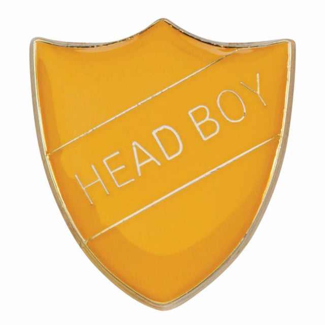 Premium enamel school shield badge with butterfly clutch fastening for student leadership and recognition awards.
