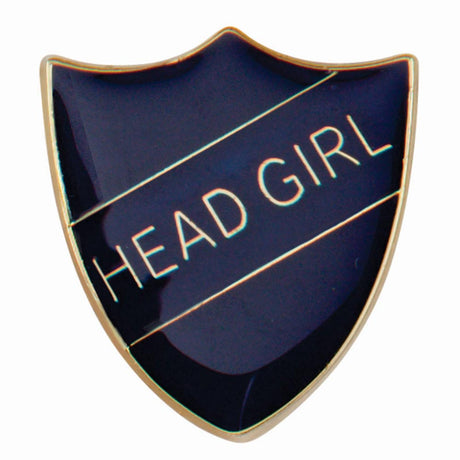 Premium enamel school shield badge with butterfly clutch fastening for student leadership and recognition awards.