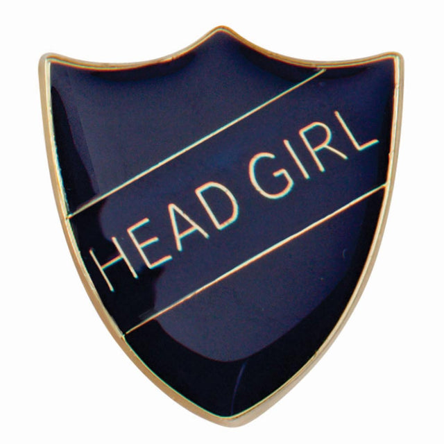 Premium enamel school shield badge with butterfly clutch fastening for student leadership and recognition awards.