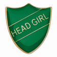 Premium enamel school shield badge with butterfly clutch fastening for student leadership and recognition awards.