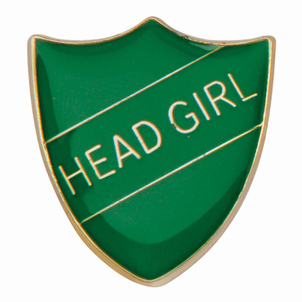 Premium enamel school shield badge with butterfly clutch fastening for student leadership and recognition awards.
