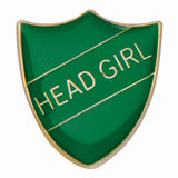 Premium enamel school shield badge with butterfly clutch fastening for student leadership and recognition awards.