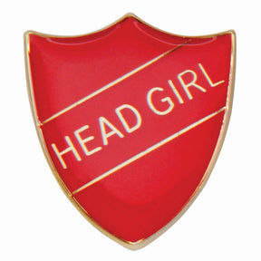Premium enamel school shield badge with butterfly clutch fastening for student leadership and recognition awards.