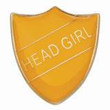 Premium enamel school shield badge with butterfly clutch fastening for student leadership and recognition awards.