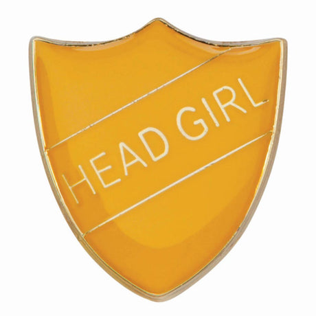 Premium enamel school shield badge with butterfly clutch fastening for student leadership and recognition awards.