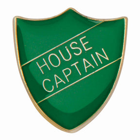Premium enamel school shield badge with butterfly clutch fastening for student leadership and recognition awards.