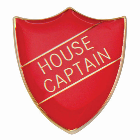 Premium enamel school shield badge with butterfly clutch fastening for student leadership and recognition awards.
