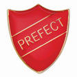 Premium enamel school shield badge with butterfly clutch fastening for student leadership and recognition awards.