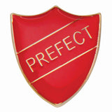 Premium enamel school shield badge with butterfly clutch fastening for student leadership and recognition awards.
