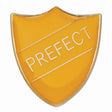 Premium enamel school shield badge with butterfly clutch fastening for student leadership and recognition awards.