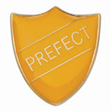 Premium enamel school shield badge with butterfly clutch fastening for student leadership and recognition awards.