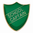 Premium enamel school shield badge with butterfly clutch fastening for student leadership and recognition awards.