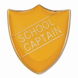 Premium enamel school shield badge with butterfly clutch fastening for student leadership and recognition awards.