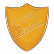 Premium enamel school shield badge with butterfly clutch fastening for student leadership and recognition awards.