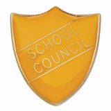 Premium enamel school shield badge with butterfly clutch fastening for student leadership and recognition awards.