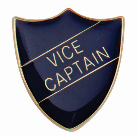 Premium enamel school shield badge with butterfly clutch fastening for student leadership and recognition awards.