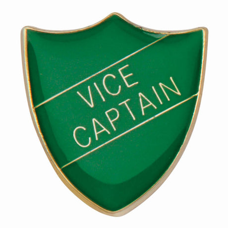 Premium enamel school shield badge with butterfly clutch fastening for student leadership and recognition awards.