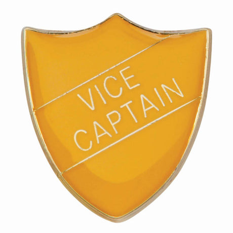 Premium enamel school shield badge with butterfly clutch fastening for student leadership and recognition awards.