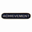 Achievement school bar badge in blue with gold lettering and butterfly clutch fastening.