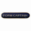 Form Captain school bar badge in blue enamel with gold lettering and butterfly clutch fastening.