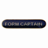 Form Captain school bar badge in blue enamel with gold lettering and butterfly clutch fastening.