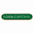 Form Captain school bar badge in green enamel with gold lettering and butterfly clutch fastening.