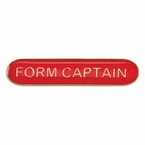 Form Captain school bar badge in red enamel with gold lettering and butterfly clutch fastening.