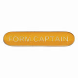Form Captain school bar badge in yellow enamel with gold lettering and butterfly clutch fastening.