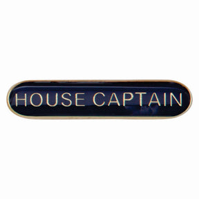House Captain school bar badge in blue enamel with gold lettering and butterfly clutch fastening.
