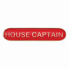 House Captain school bar badge in red enamel with gold lettering and butterfly clutch fastening.