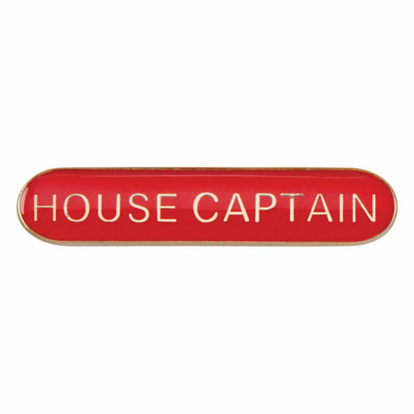House Captain school bar badge in red enamel with gold lettering and butterfly clutch fastening.