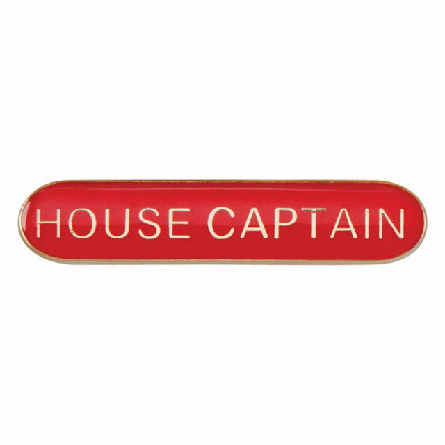 House Captain school bar badge in red enamel with gold lettering and butterfly clutch fastening.