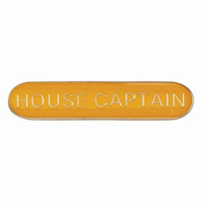 House Captain school bar badge in yellow enamel with gold lettering and butterfly clutch fastening.