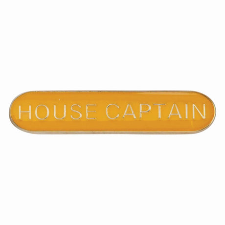 House Captain school bar badge in yellow enamel with gold lettering and butterfly clutch fastening.
