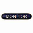 Monitor school bar badge in blue enamel with gold lettering and butterfly clutch fastening.