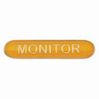 Monitor school bar badge in yellow enamel with gold lettering and butterfly clutch fastening.