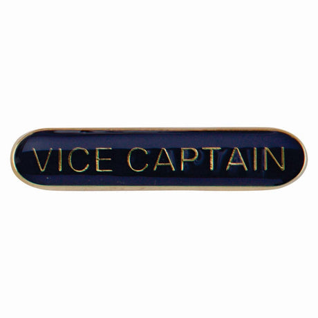 Vice Captain school bar badge in blue enamel with gold lettering and butterfly clutch fastening.