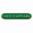 Vice Captain school bar badge in green enamel with gold lettering and butterfly clutch fastening.