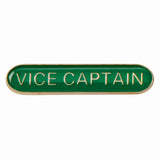 Vice Captain school bar badge in green enamel with gold lettering and butterfly clutch fastening.