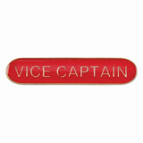 Vice Captain school bar badge in red enamel with gold lettering and butterfly clutch fastening.