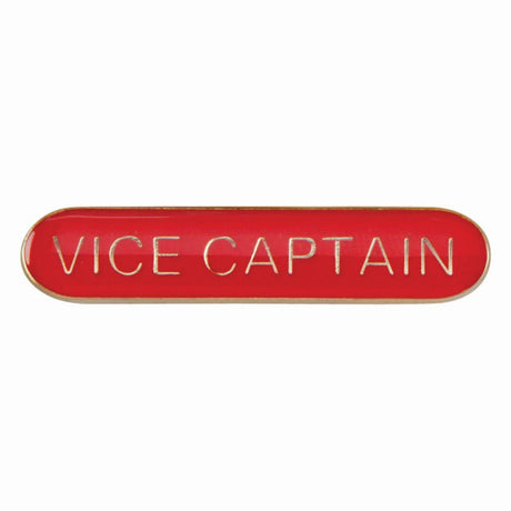 Vice Captain school bar badge in red enamel with gold lettering and butterfly clutch fastening.